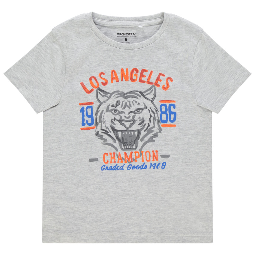 T-shirt manches courtes en coton à imprimé fantaisie Main T-shirt manches courtes en coton à imprimé fantaisie