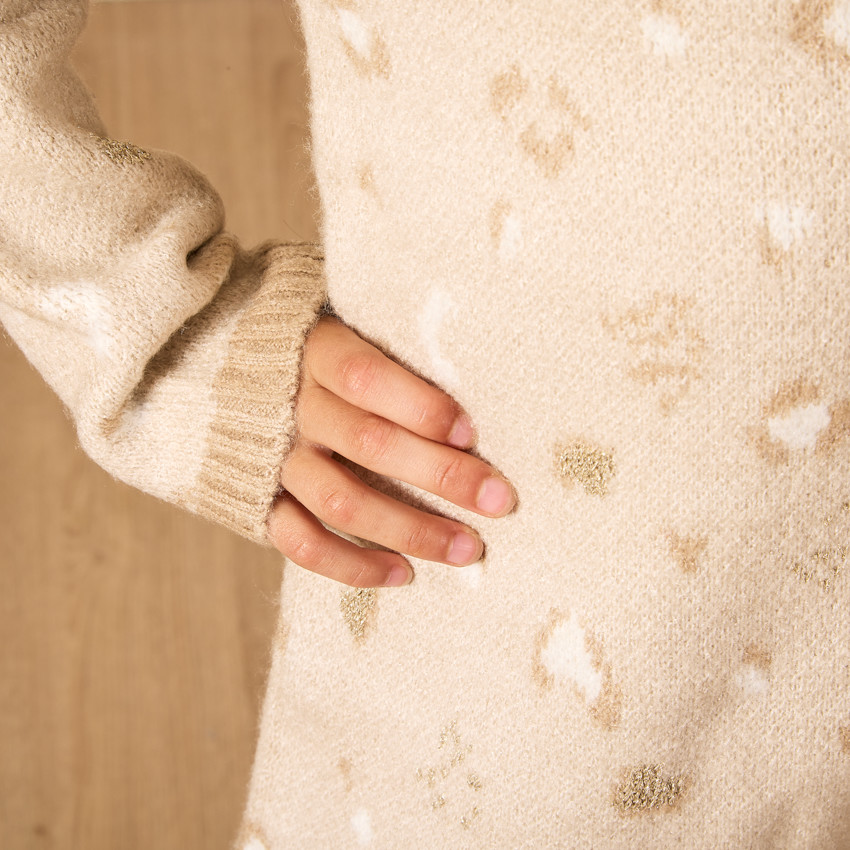 Robe en tricot motif jacquard léopard pour fille 