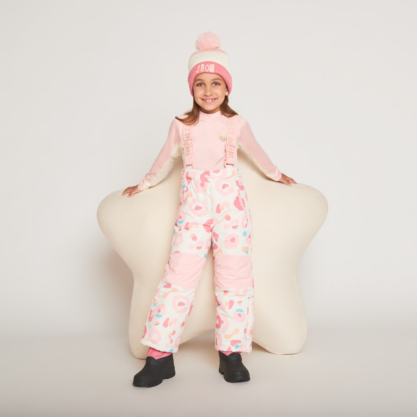 T-shirt manches longues de ski bicolore pour fille