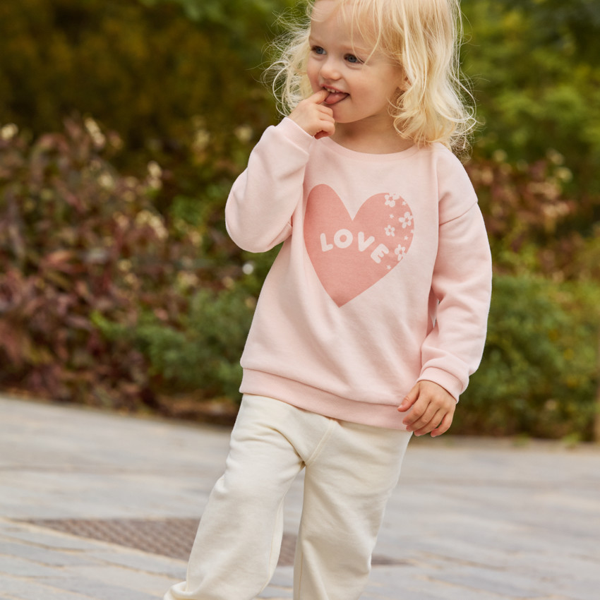 Sweat molleton print cœur "Love" pour bébé fille  