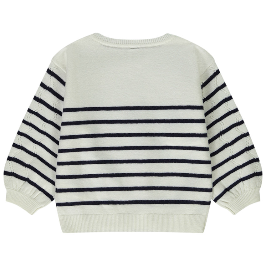 Pull marinière en tricot ajouré pour bébé fille 