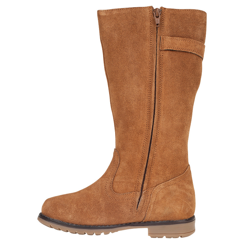Bottes en cuir suédé camel avec boucle fantaisie 