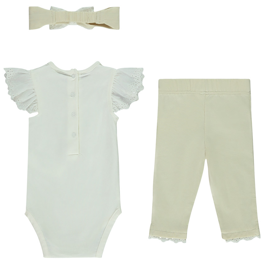 Ensemble 3 pièces avec broderie anglaise Marie Disney pour bébé fille 