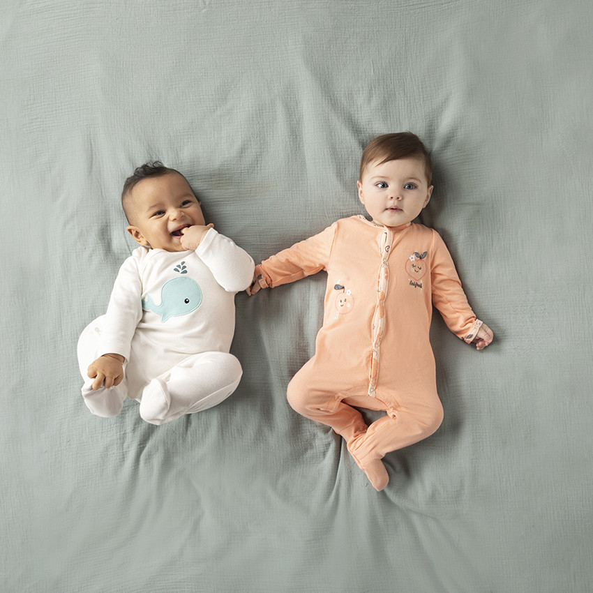 Lot de 2 dors-bien en jersey imprimé pêches pour bébé fille 