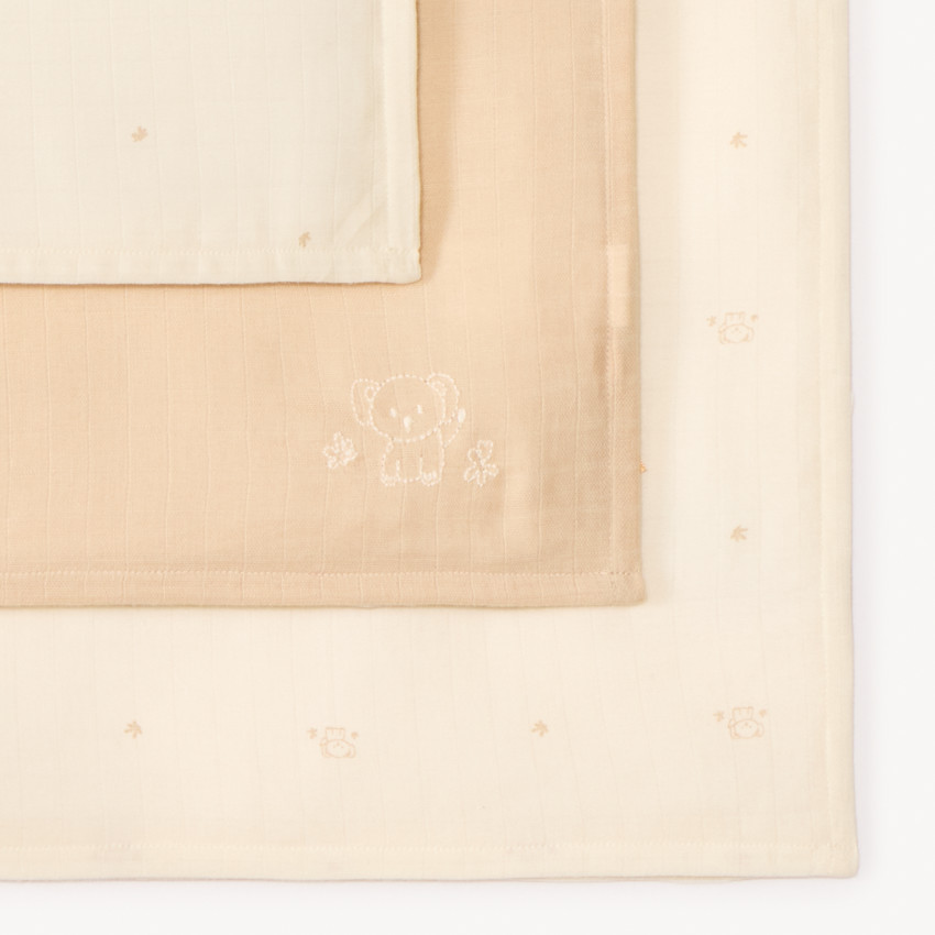 Lot de 3 langes en coton BIO motif éléphant pour bébé 