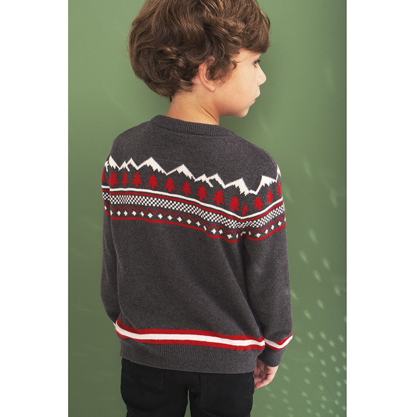 Pull de Noël en tricot dinosaure fantaisie pour garçon 