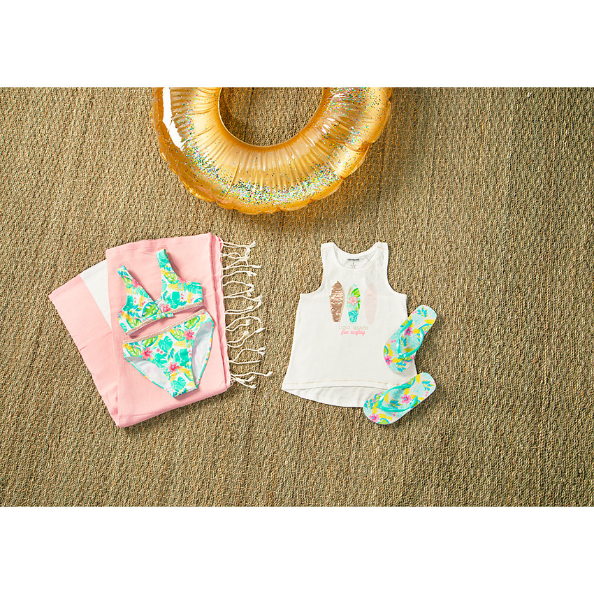 Maillot de bain 2 pièces imprimé tropical pour fille 