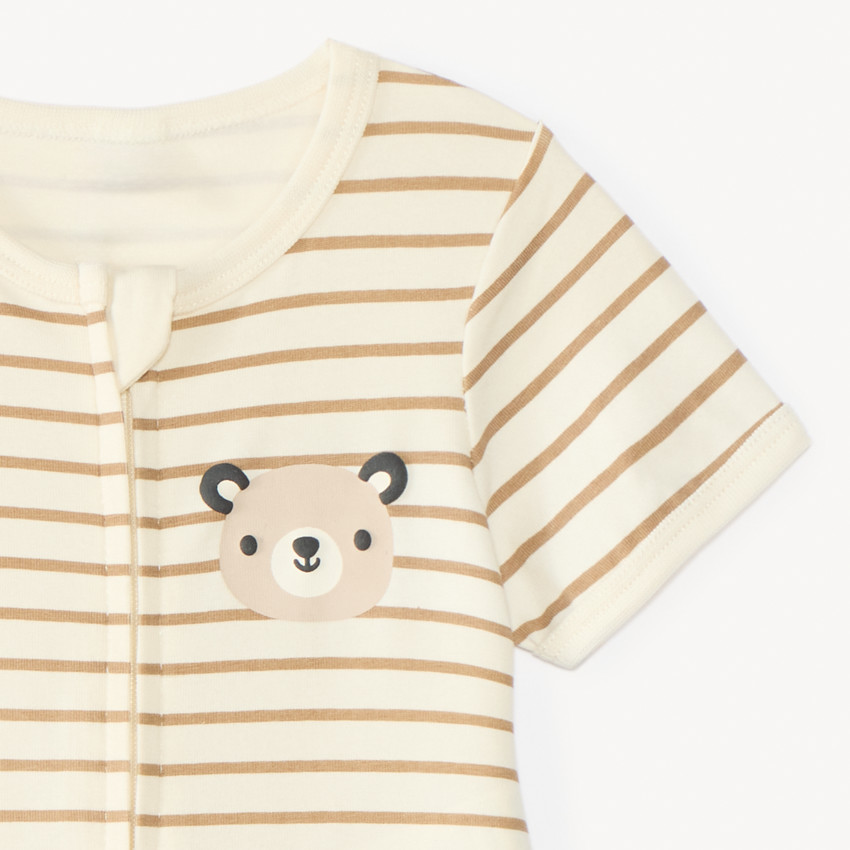 Combishort à rayures print ourson pour bébé garçon 