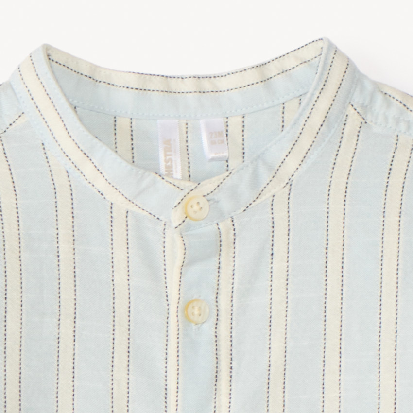 Chemise manches courtes col mao à rayures pour bébé garçon 