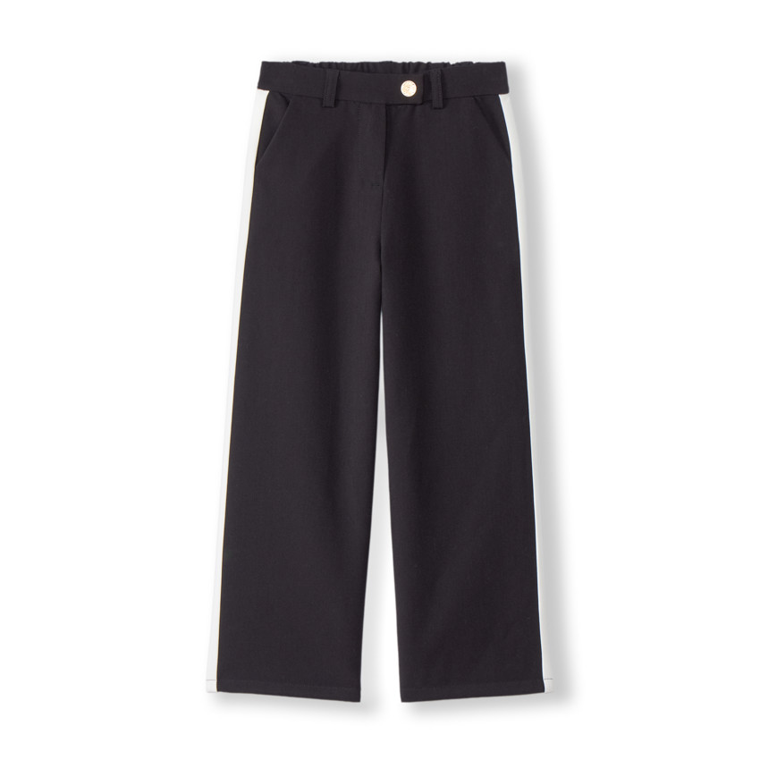 Pantalon droit uni à bandes latérales pour fille