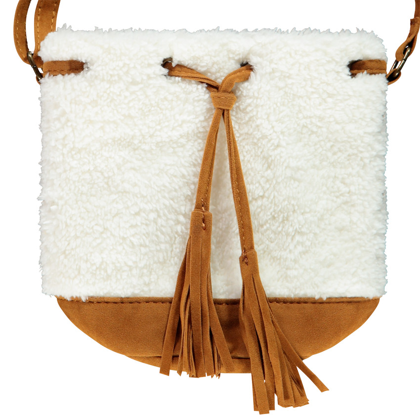 Sac bandoulière camel bi-matière pour enfant fille 