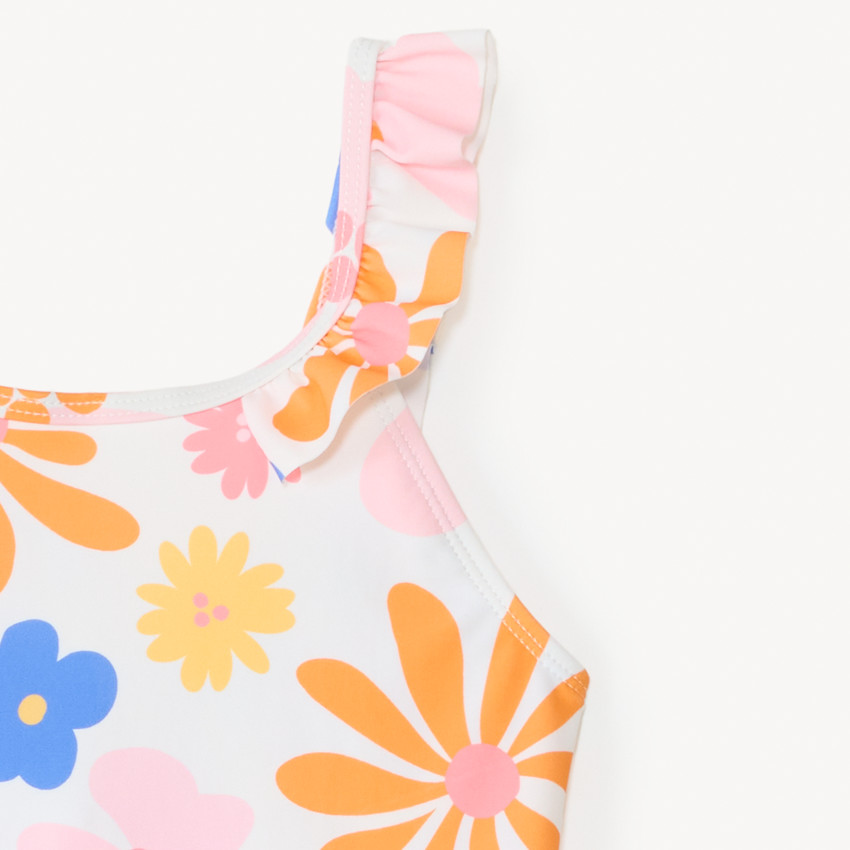 Maillot de bain 1 pièce imprimé fleuri pour fille  