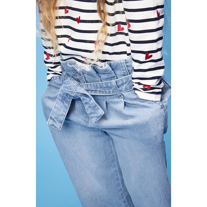 Marinière manches longues avec cœurs brodés pour fille 