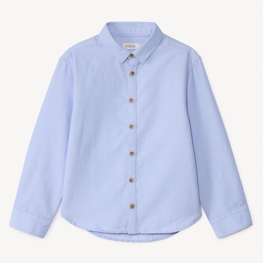 Chemise manches longues uni bleu ciel pour garçon  