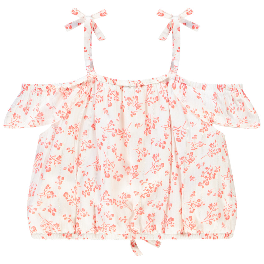 Top court à bretelles à fleurs pour fille 