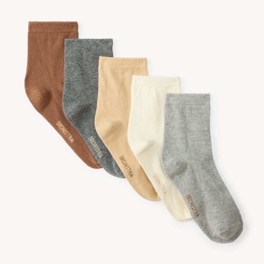 Lot de 5 paires de chaussettes unies garçon