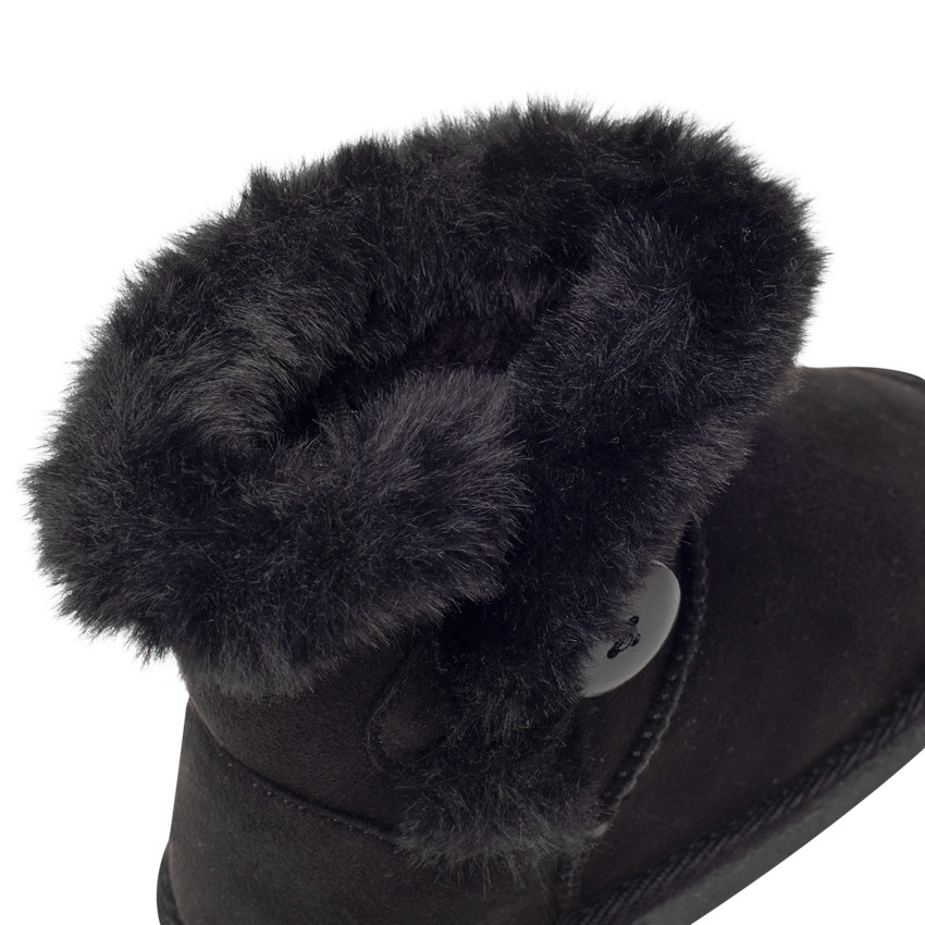 Demi-bottes fourrées effet suédine avec bouton fantaisie pour fille Main Demi-bottes fourrées effet suédine avec bouton fantaisie pour fille
