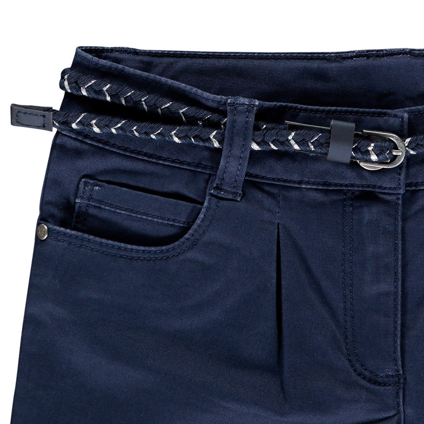 Short en toile pour fille à ceinture tressée amovible Main Short en toile pour fille à ceinture tressée amovible