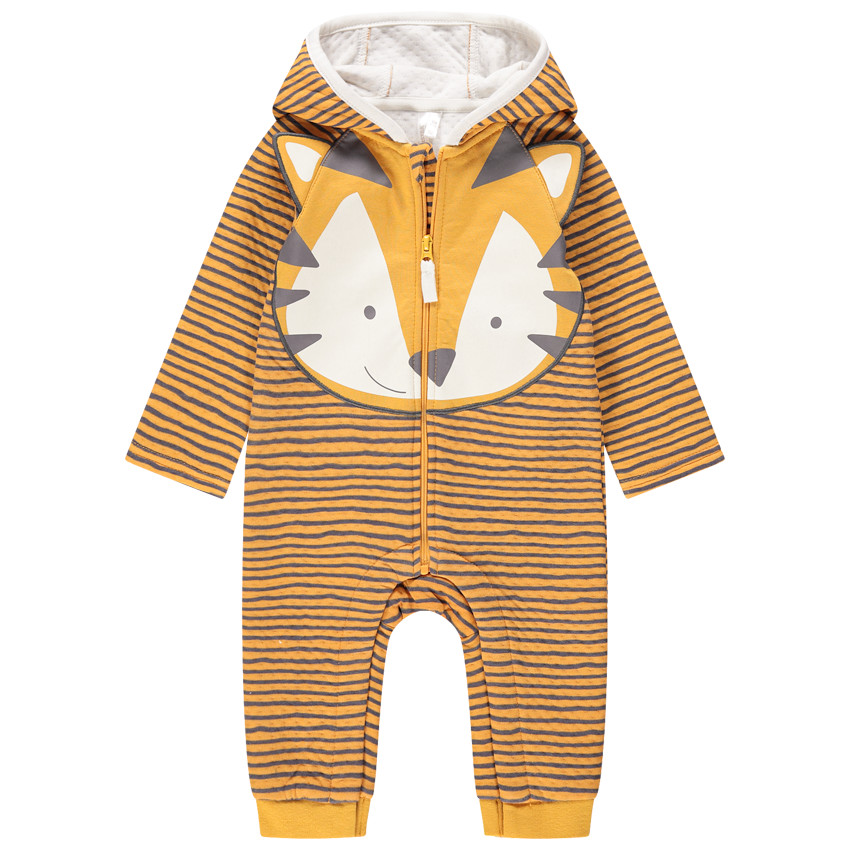 Combinaison longue en maille rayée print tigre 