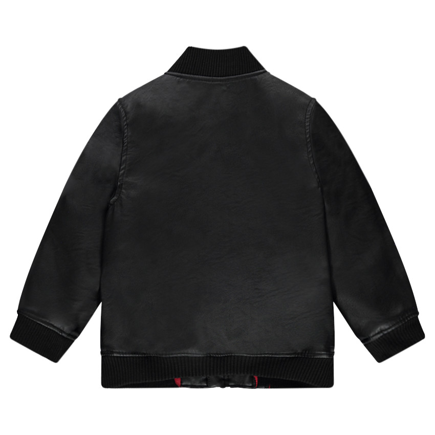 Blouson en simili cuir avec doublure en micropolaire rouge 