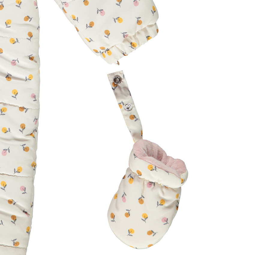 Combi-pilote fleurie bébé matelassée - rose pâle imprimé, Bébé