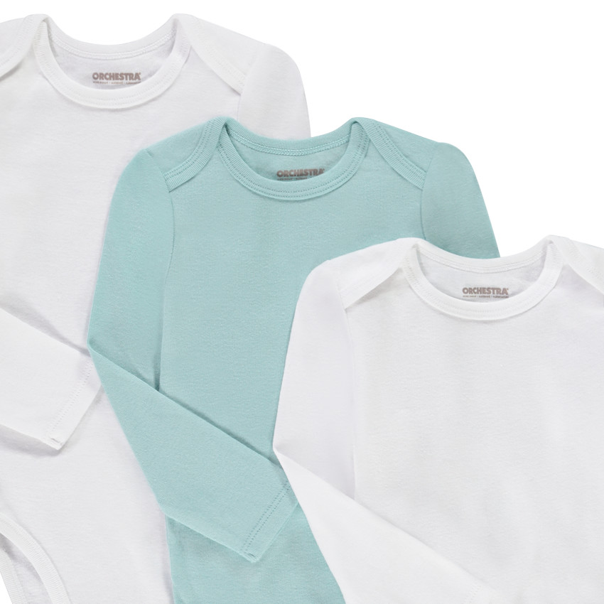 Lot de 5 bodies manches longues en coton uni pour bébé garçon 
