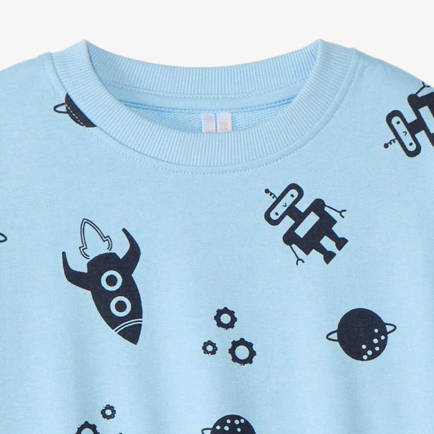 Ensemble 2 pièces pull + jogging imprimé robot pour bébé garçon 