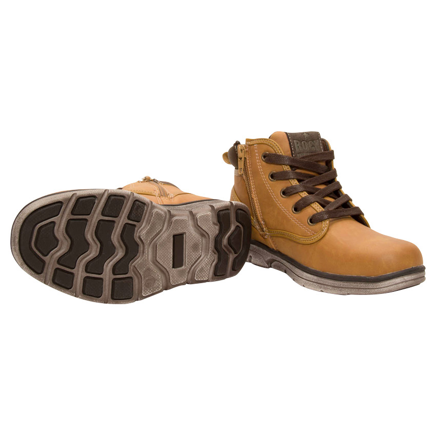 Bottillons effet cuir camel à lacets et zip 