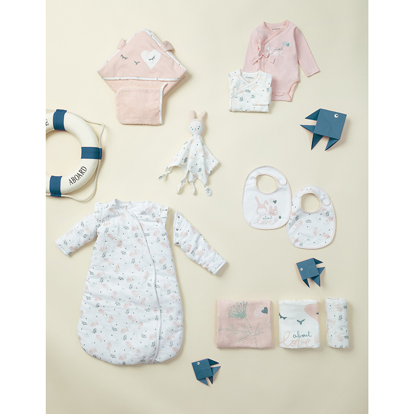 Doudou plat lapin à imprimé végétal 