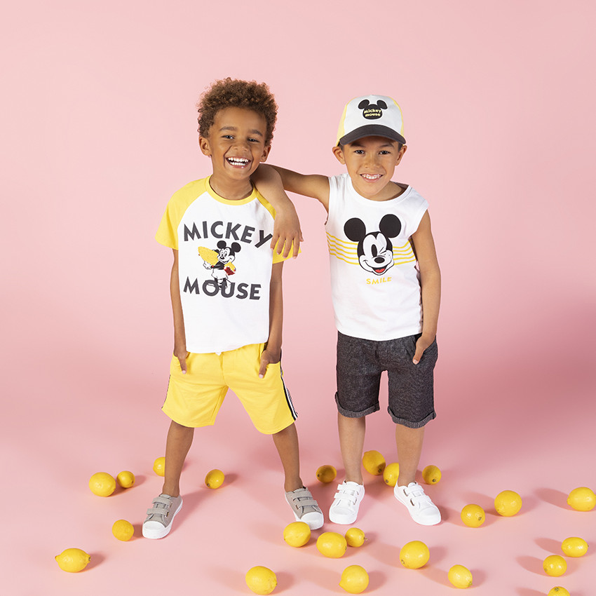 Ensemble t-shirt print Mickey Disney et bermuda à bandes 