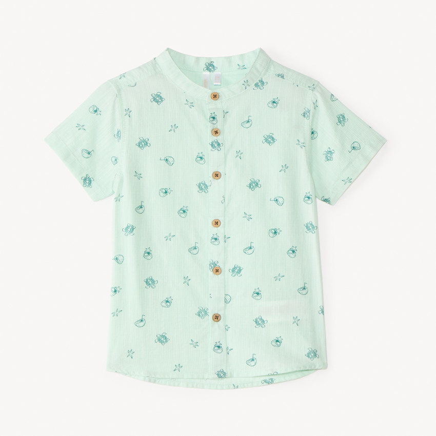 Ensemble court 2 pièces chemise col mao et salopette pour bébé garçon  