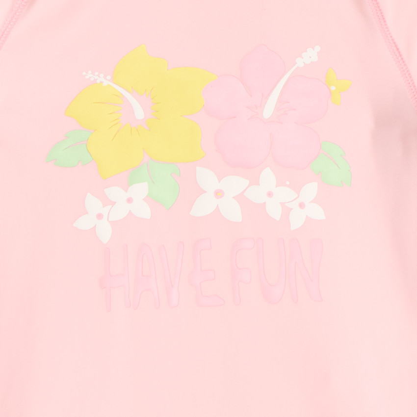 T-shirt manches longues anti-UV SPF 50+ print hibiscus pour fille 