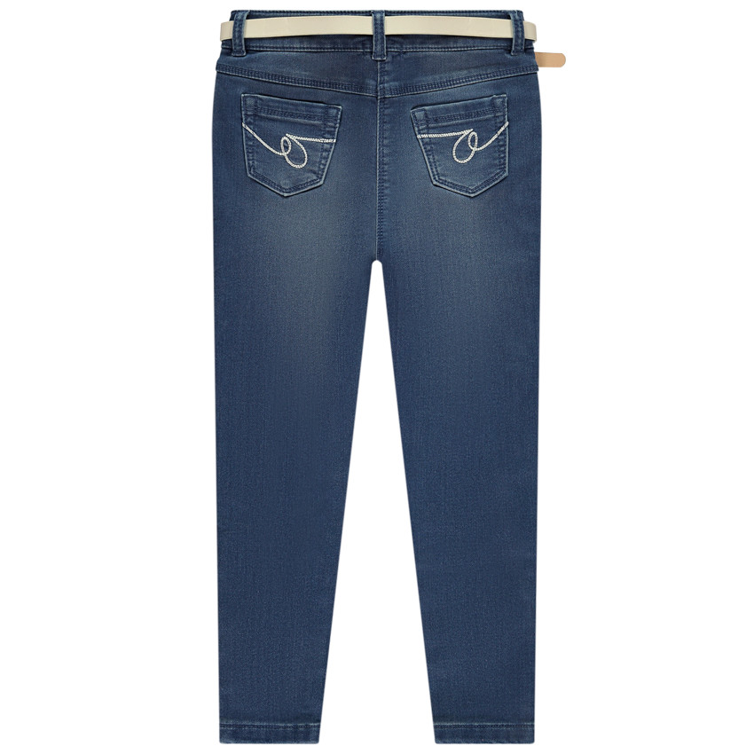 Jean slim avec ceinture à boucle cœur pour fille 