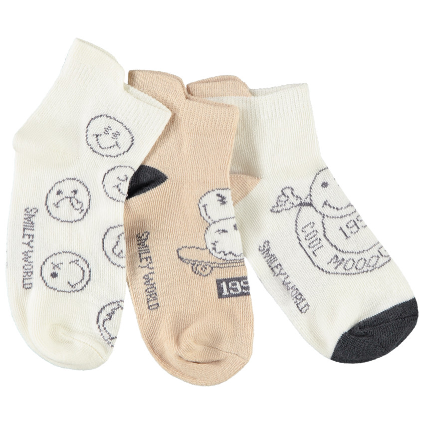 Lot de 3 paires de chaussettes courtes SmileyWorld pour garçon 