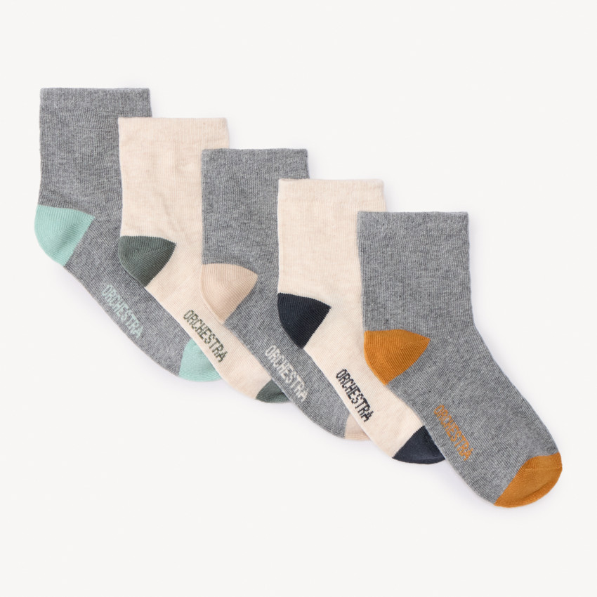 Lot de 5 paires de chaussettes unies pour garçon  