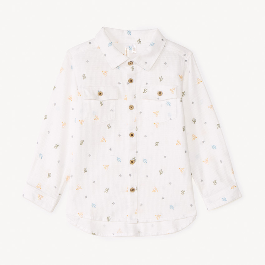Chemise à manches longues en toile imprimée cactus pour bébé garçon 