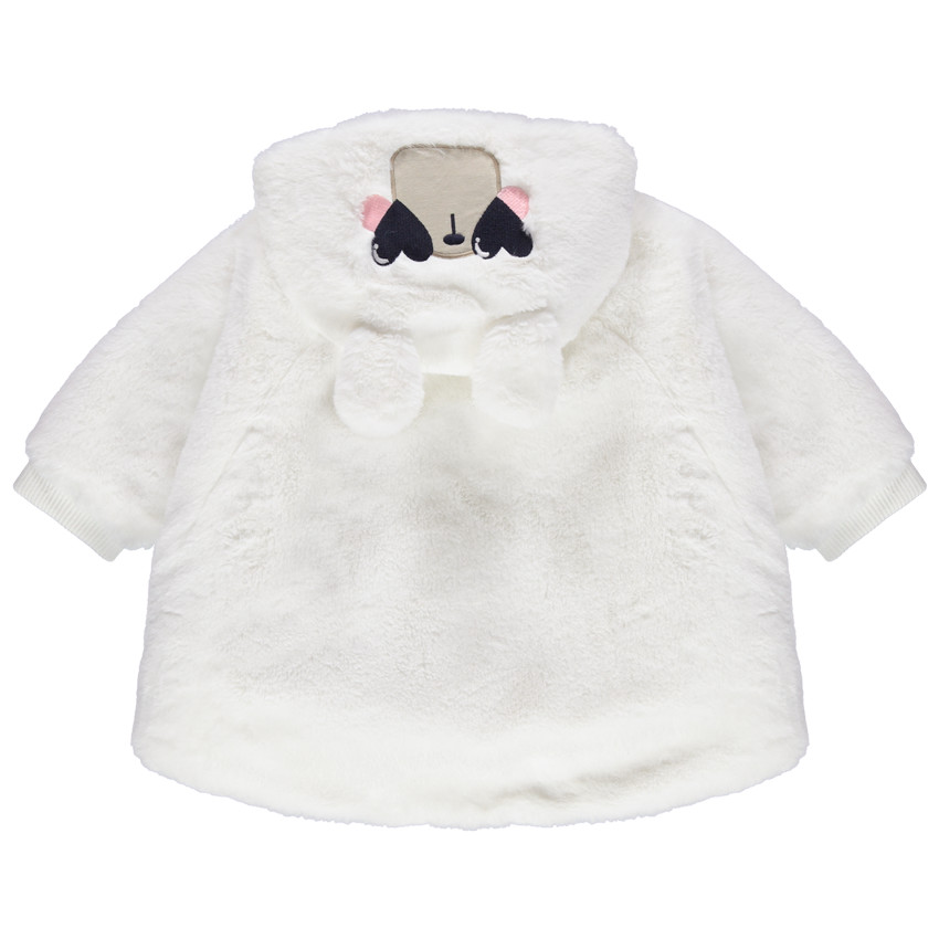 Veste en sherpa forme cape avec capuche à oreilles en relief 