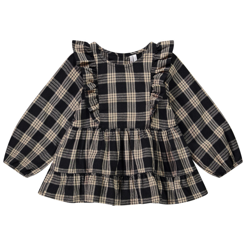 Tunique manches longues à carreaux pour bébé fille  