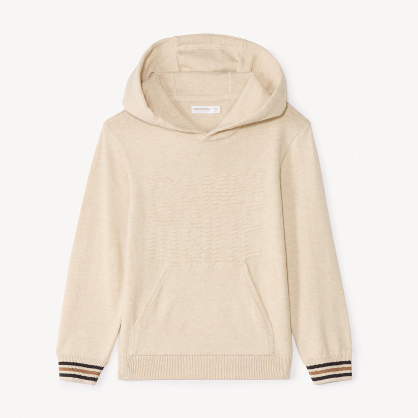 Pull à capuche avec inscription jacquard pour garçon