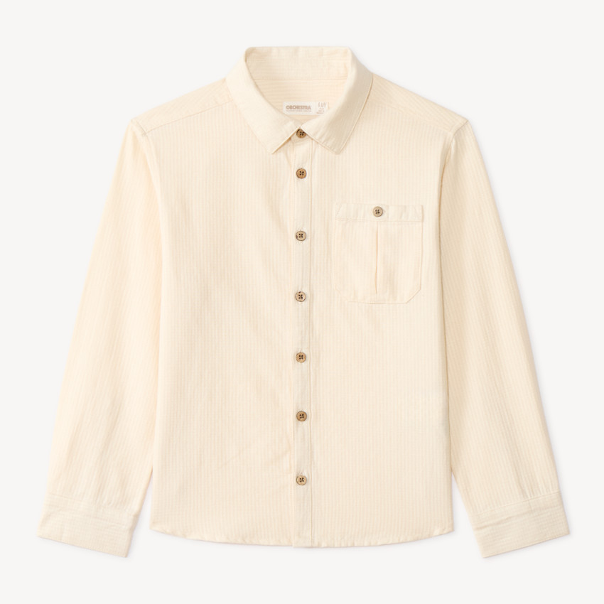 Chemise manches longues côtelée garçon