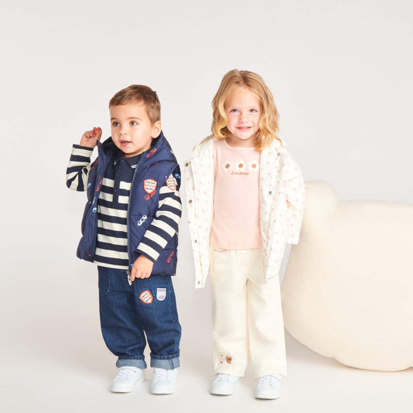 Parka gomme à capuche imprimé fleurs pour bébé fille 
