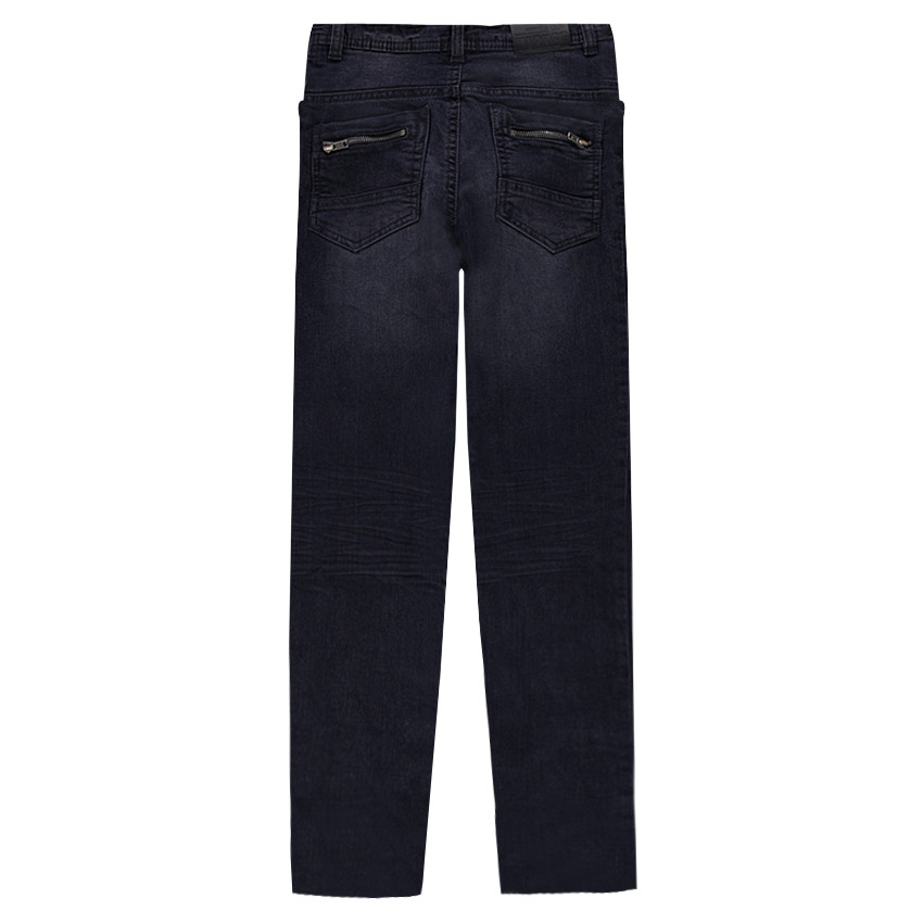 Junior - Jeans effet used doublé flanelle avec poches zippées 