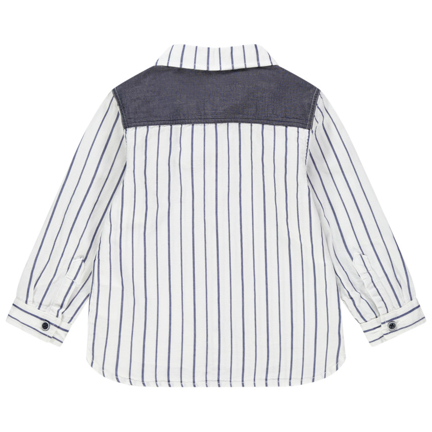 Chemise manches longues à rayures et chambray 