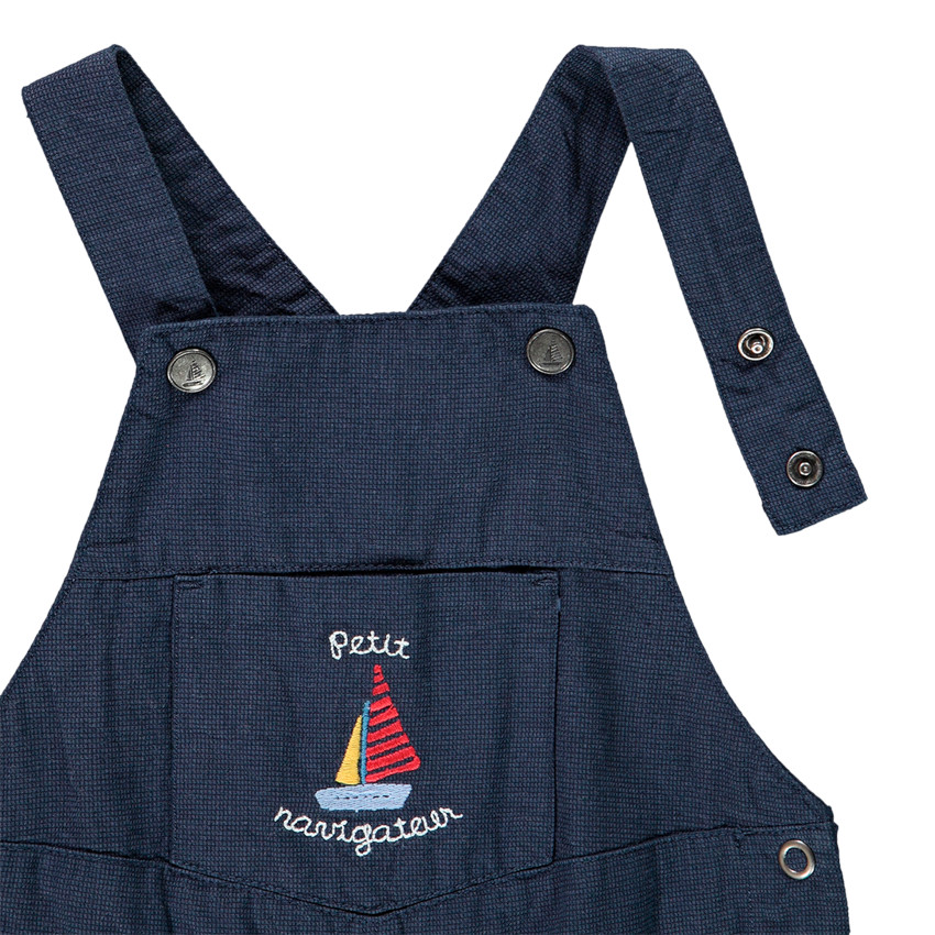 Salopette courte motif bateau pour bébé garçon 