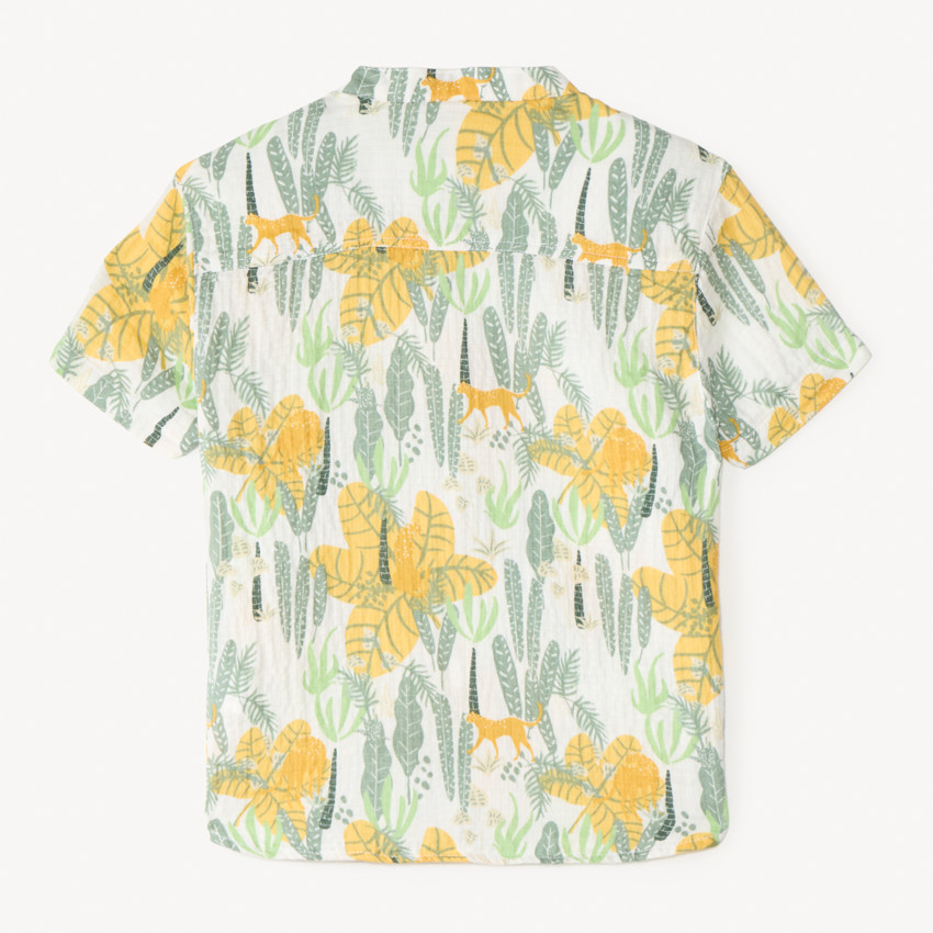 Chemise manches courtes col mao imprimé jungle pour garçon 