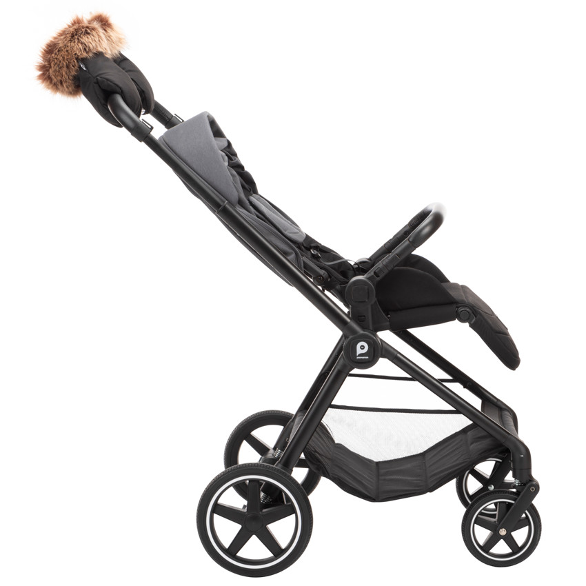 Paire de moufles universelles Simone effet fourrure pour poussette - Noir (Prémaman) - Image 1