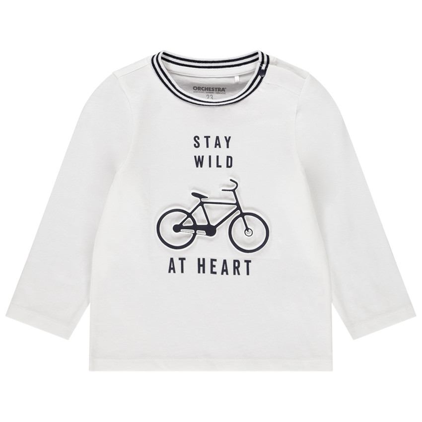 T-shirt manches longues pour bébé garçon en coton print vélo en relief 