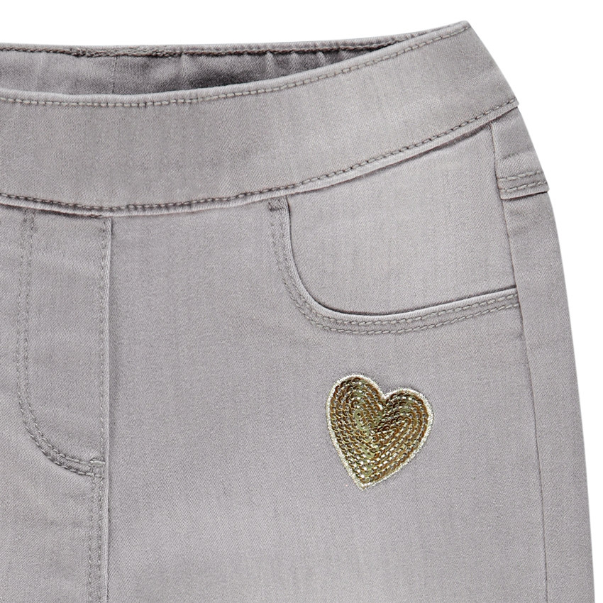 Jegging effet délavé avec coeurs en sequins pour fille 