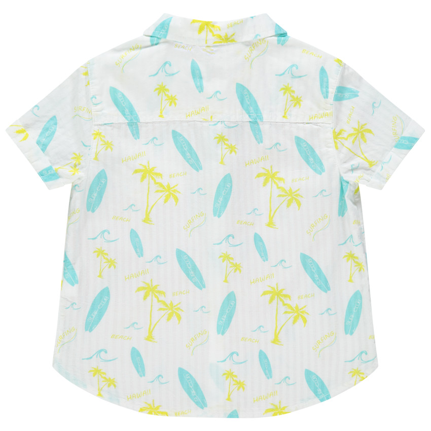 Chemise manches courtes à planches et palmiers printés 
