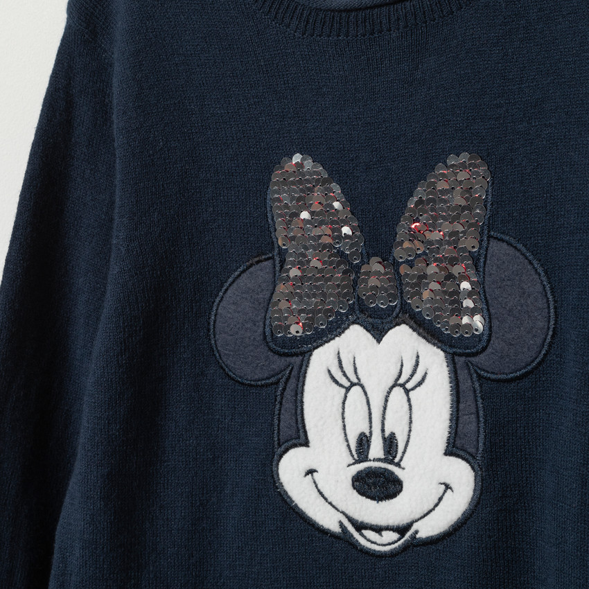 Robe manches longues Minnie Disney et sequins magiques pour enfant fille 